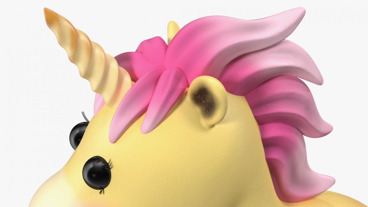 Yellow Cartoon Unicorn Rigged 3D model