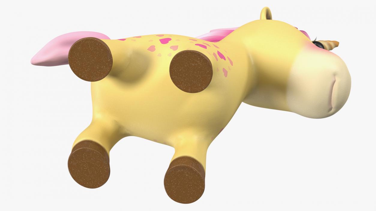 Yellow Cartoon Unicorn Rigged 3D model