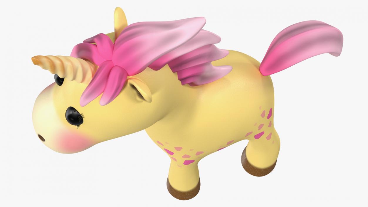 Yellow Cartoon Unicorn Rigged 3D model