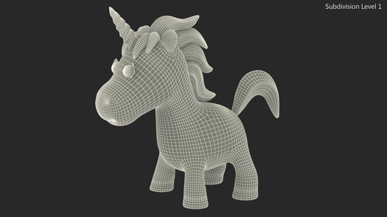 Yellow Cartoon Unicorn Rigged 3D model