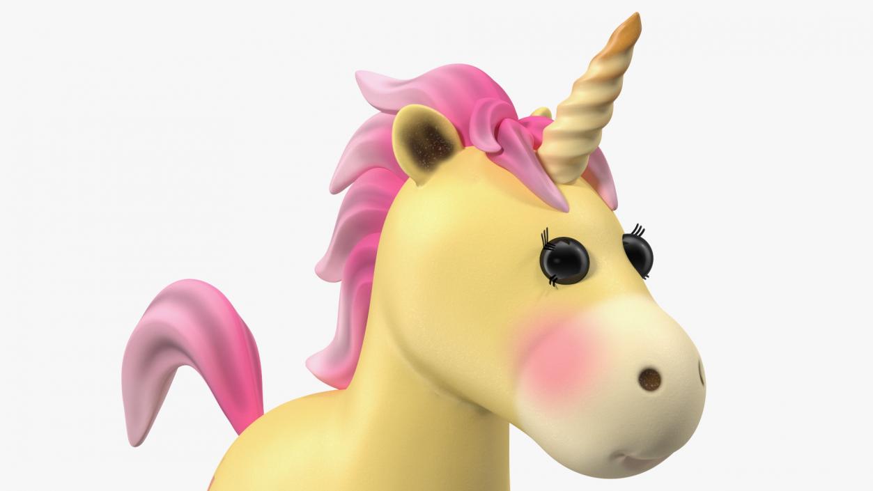 Yellow Cartoon Unicorn Rigged 3D model