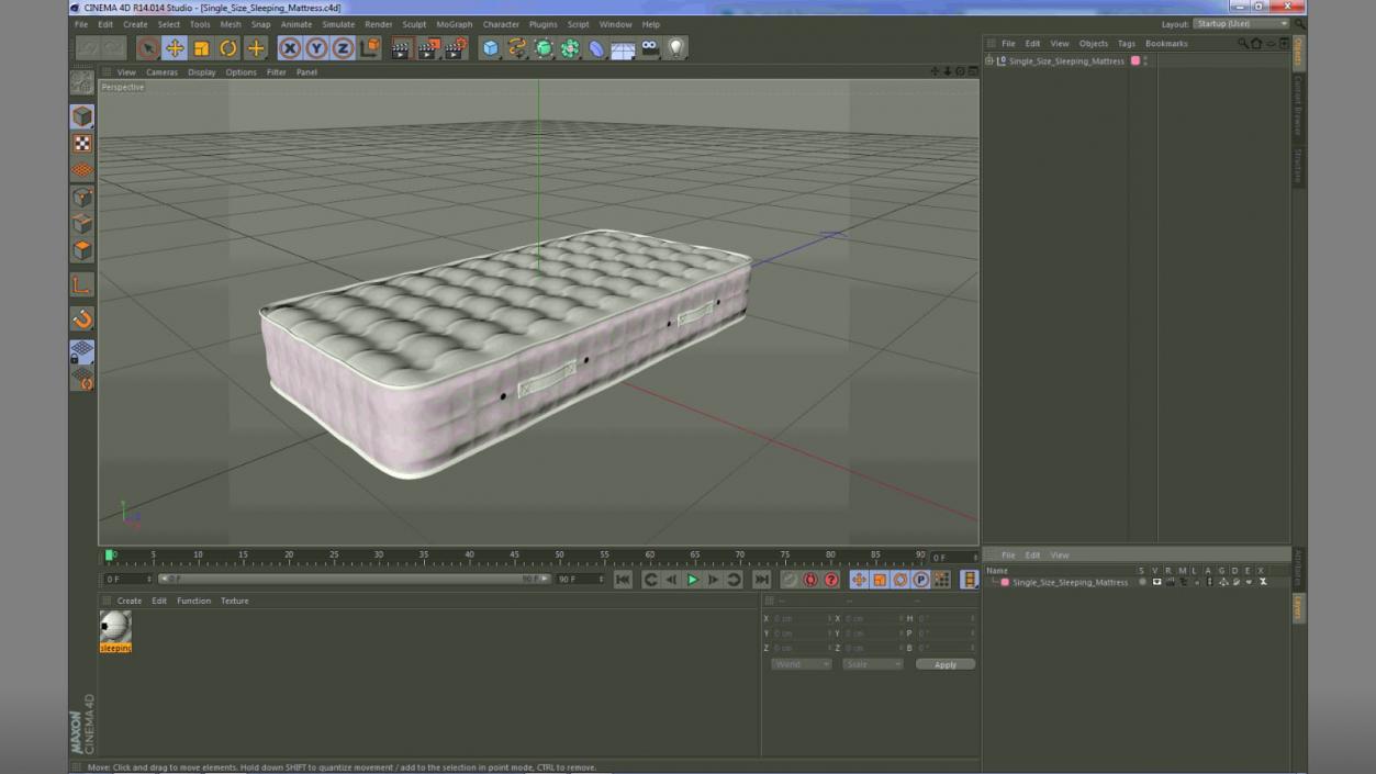 Single Size Sleeping Mattress 3D model