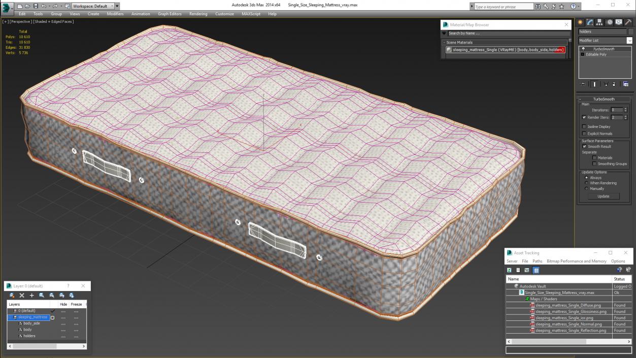 Single Size Sleeping Mattress 3D model