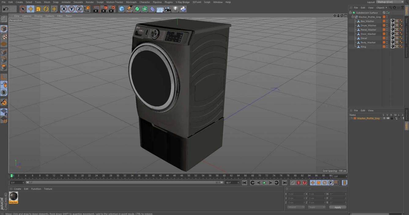 Washer Profile Grey 3D model