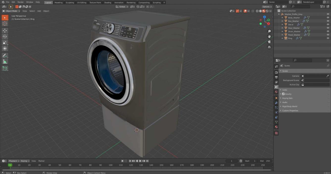 Washer Profile Grey 3D model