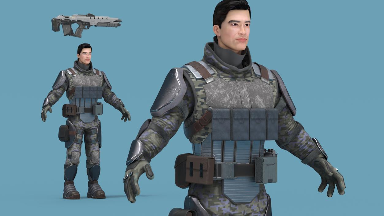 3D Armored Futuristic Soldier