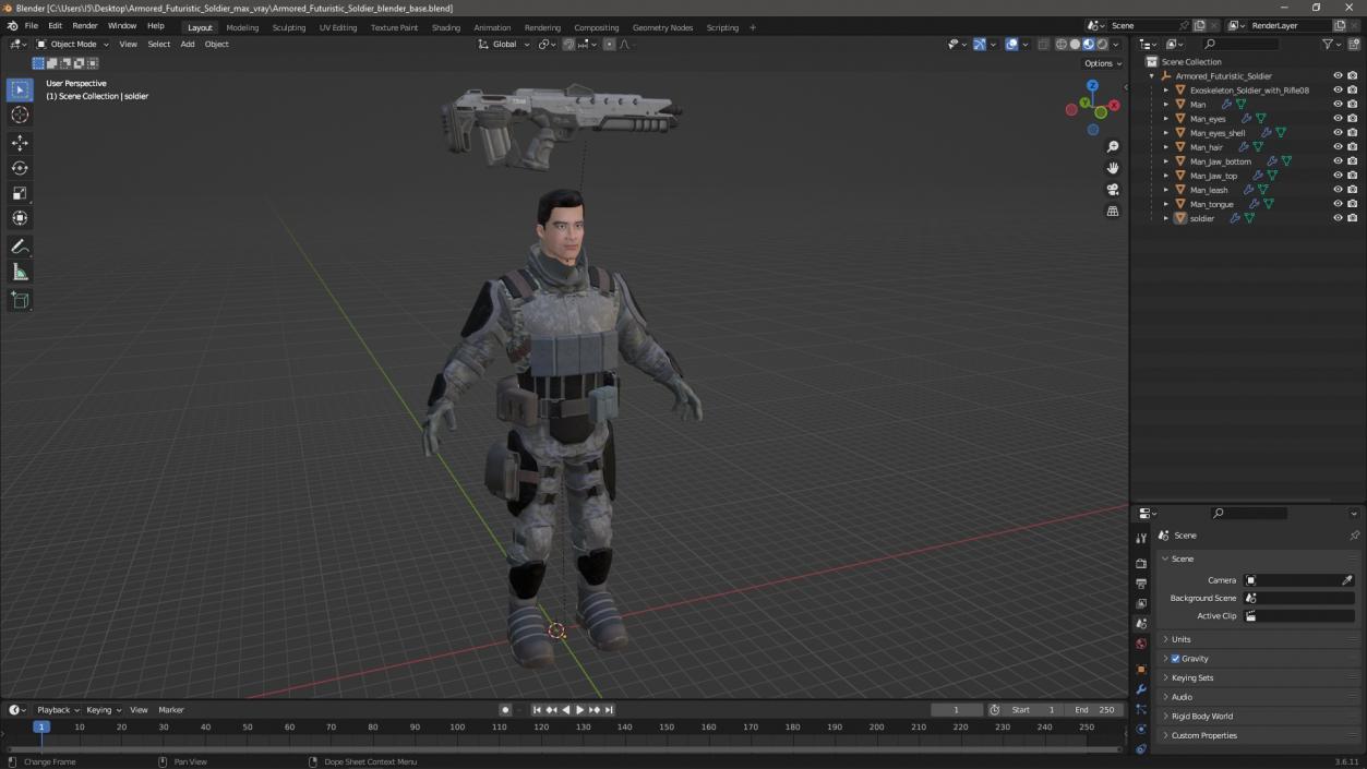 3D Armored Futuristic Soldier