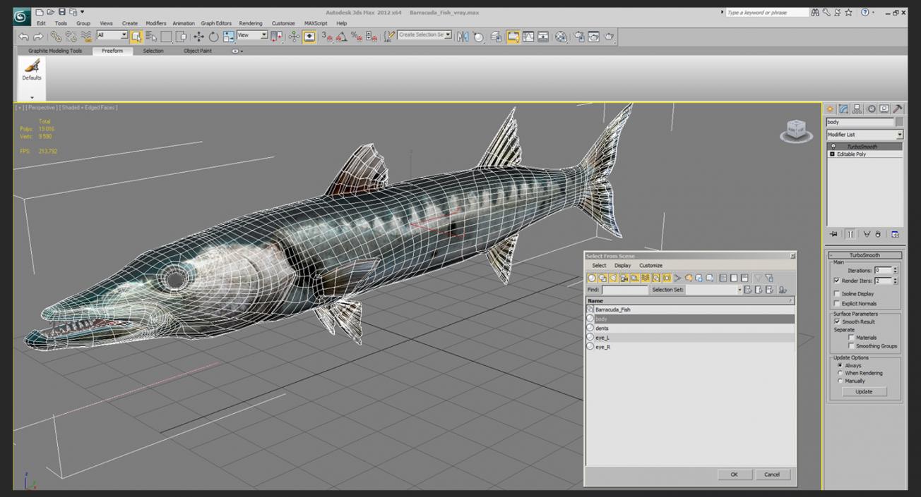 Barracuda Fish 3D model