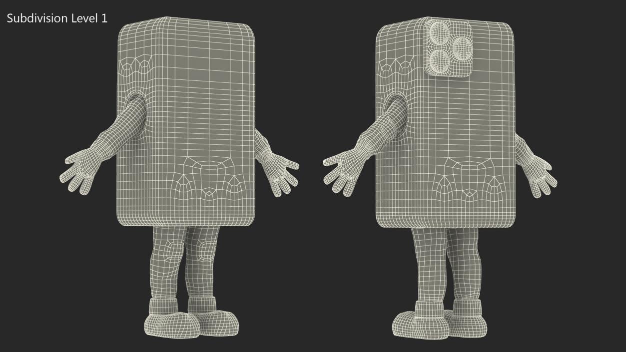 Phone Costume Character Golden Rigged 3D