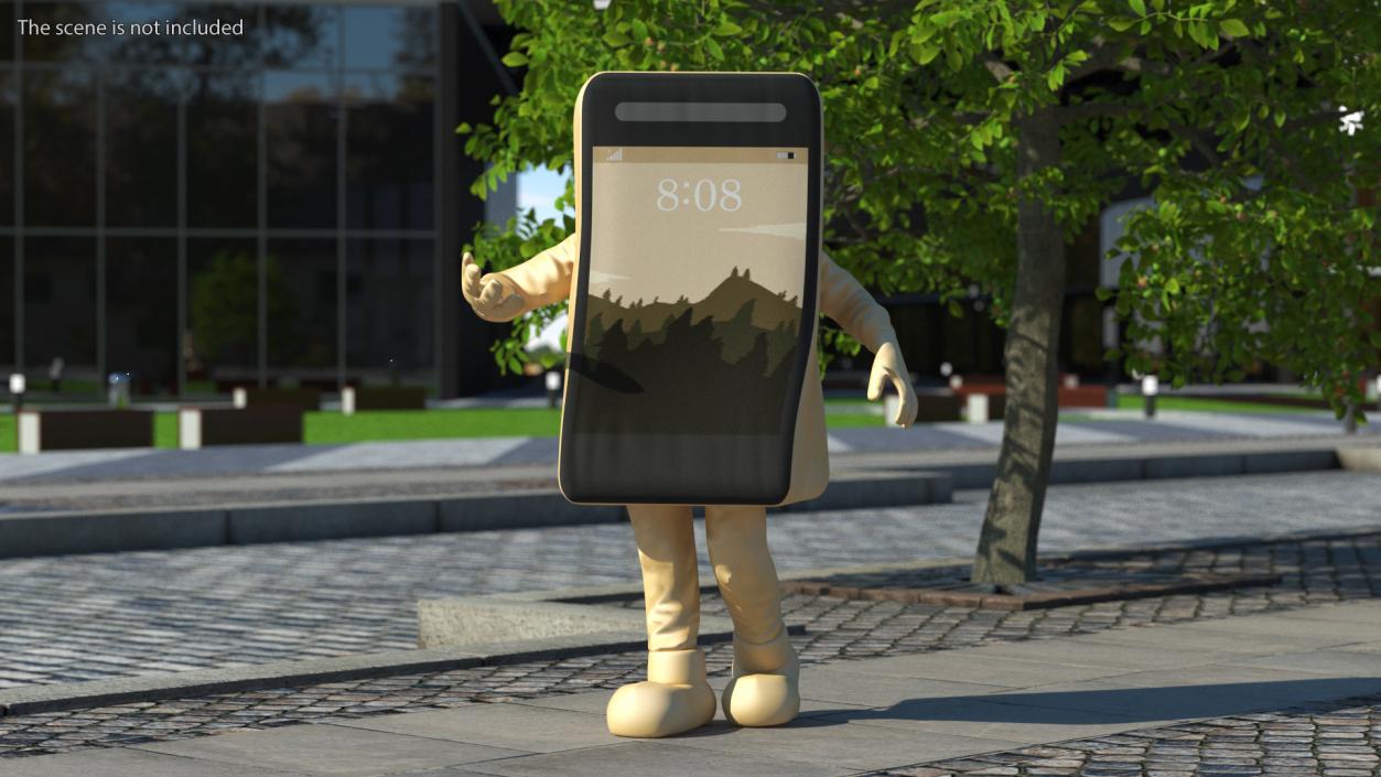 Phone Costume Character Golden Rigged 3D