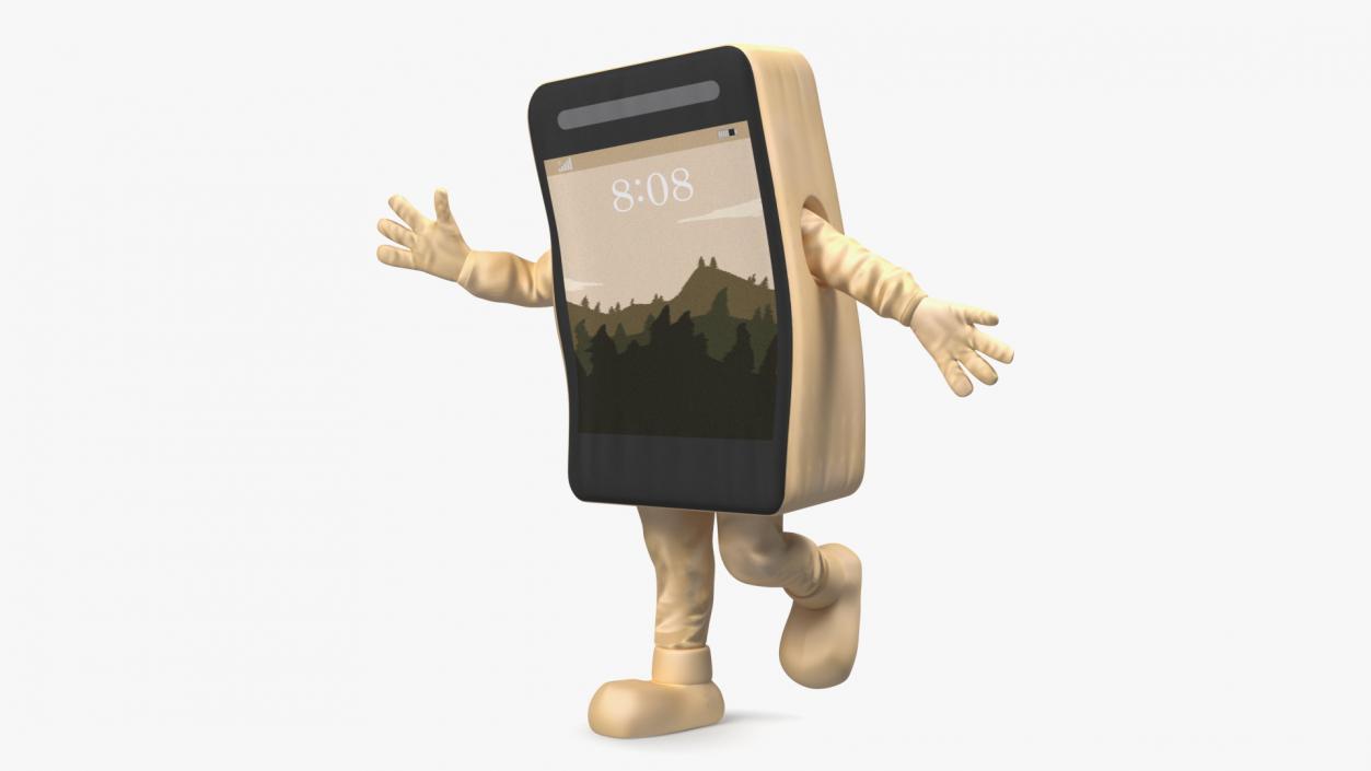 Phone Costume Character Golden Rigged 3D