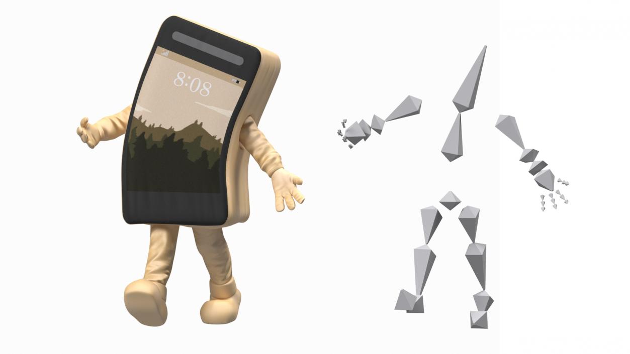 Phone Costume Character Golden Rigged 3D