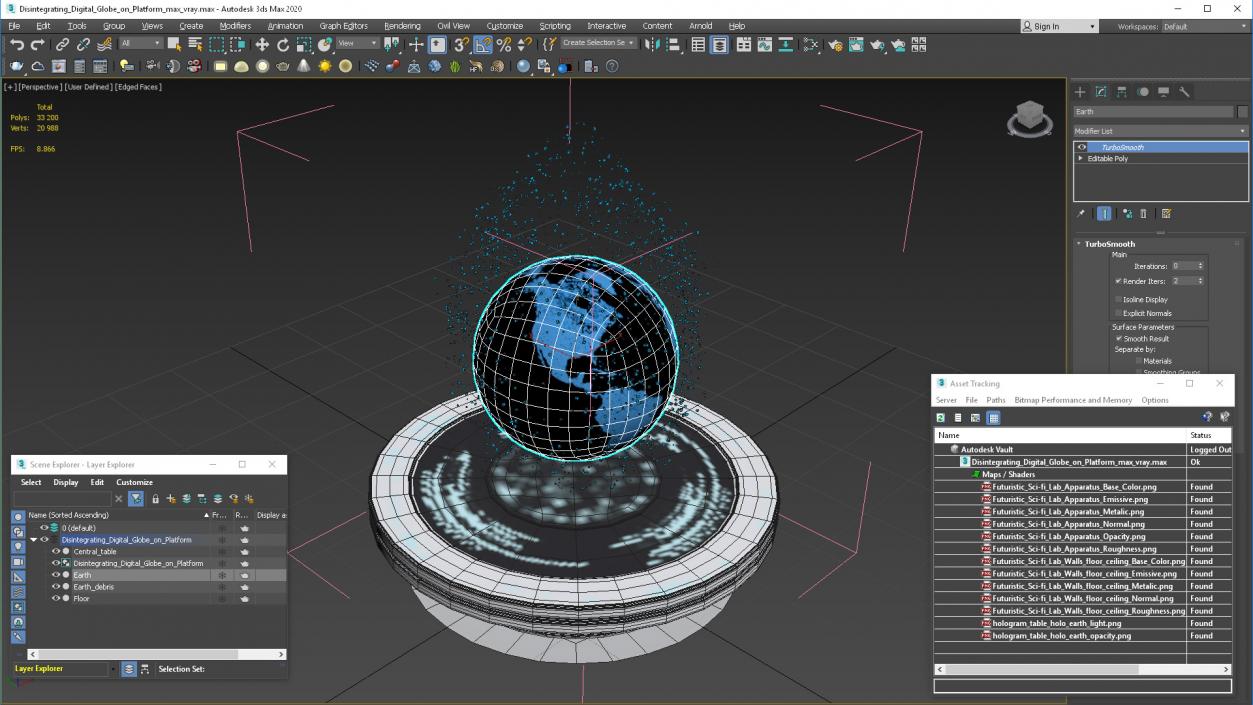 3D model Disintegrating Digital Globe on Platform