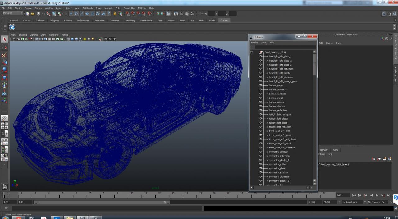 3D Ford Mustang 2018 Simple Interior model