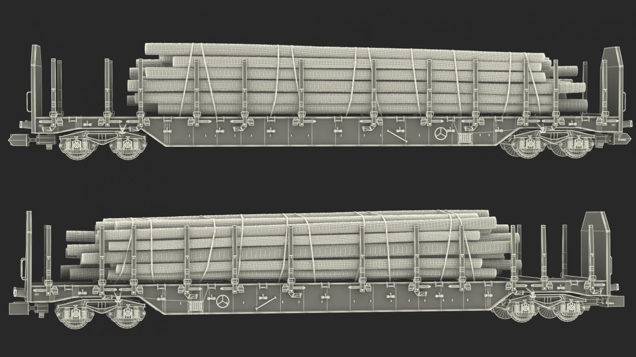 3D Stake Wagon Loaded with Logs model