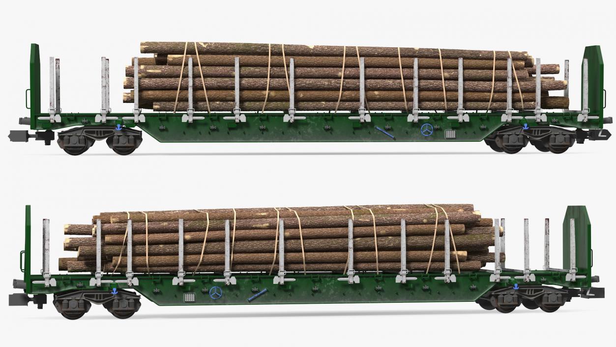 3D Stake Wagon Loaded with Logs model