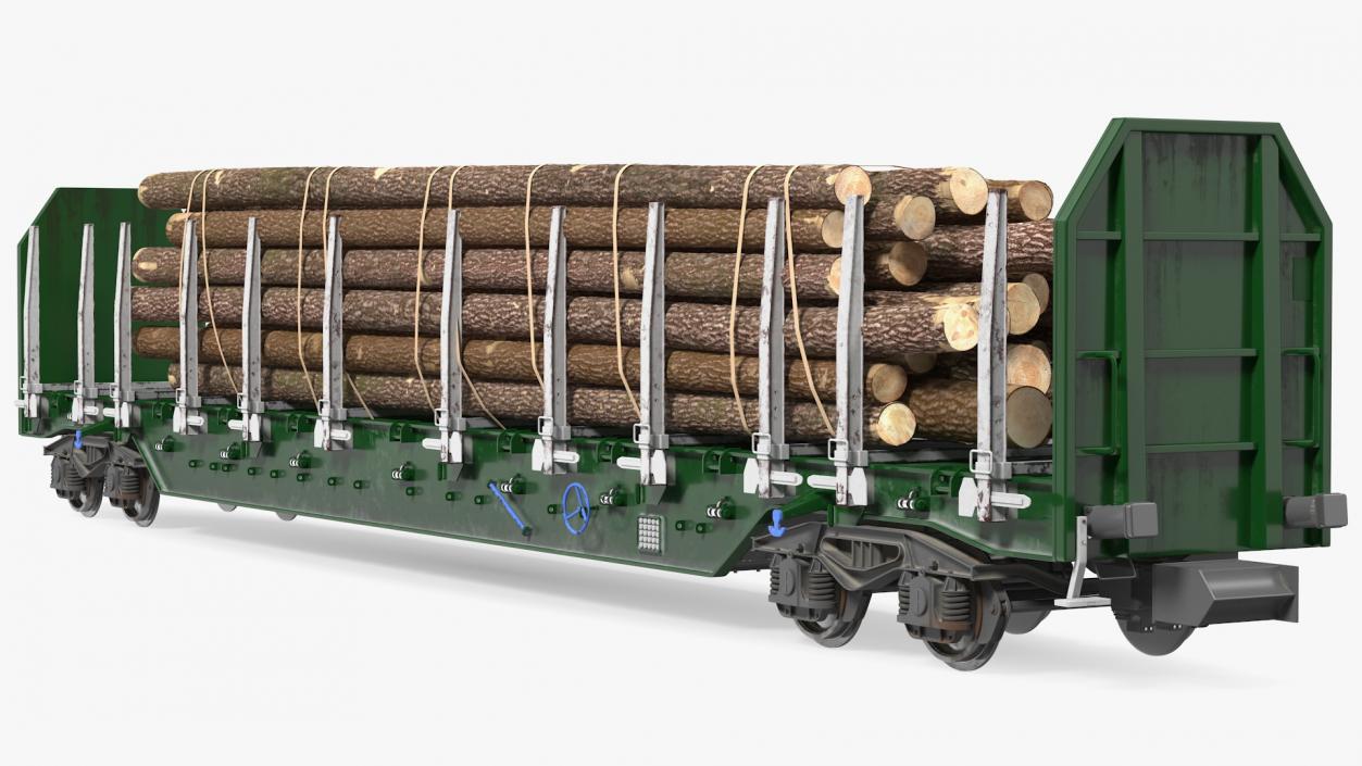 3D Stake Wagon Loaded with Logs model