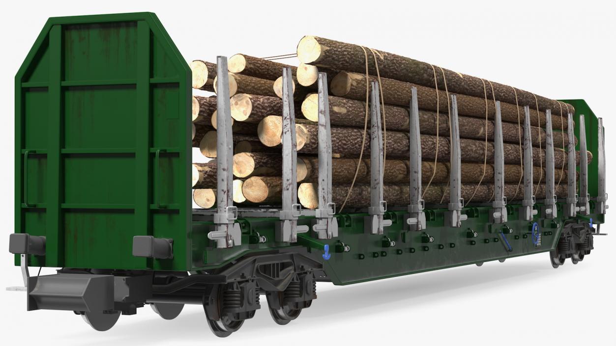 3D Stake Wagon Loaded with Logs model