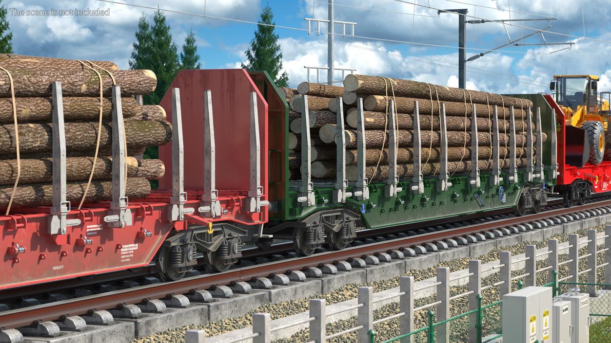 3D Stake Wagon Loaded with Logs model