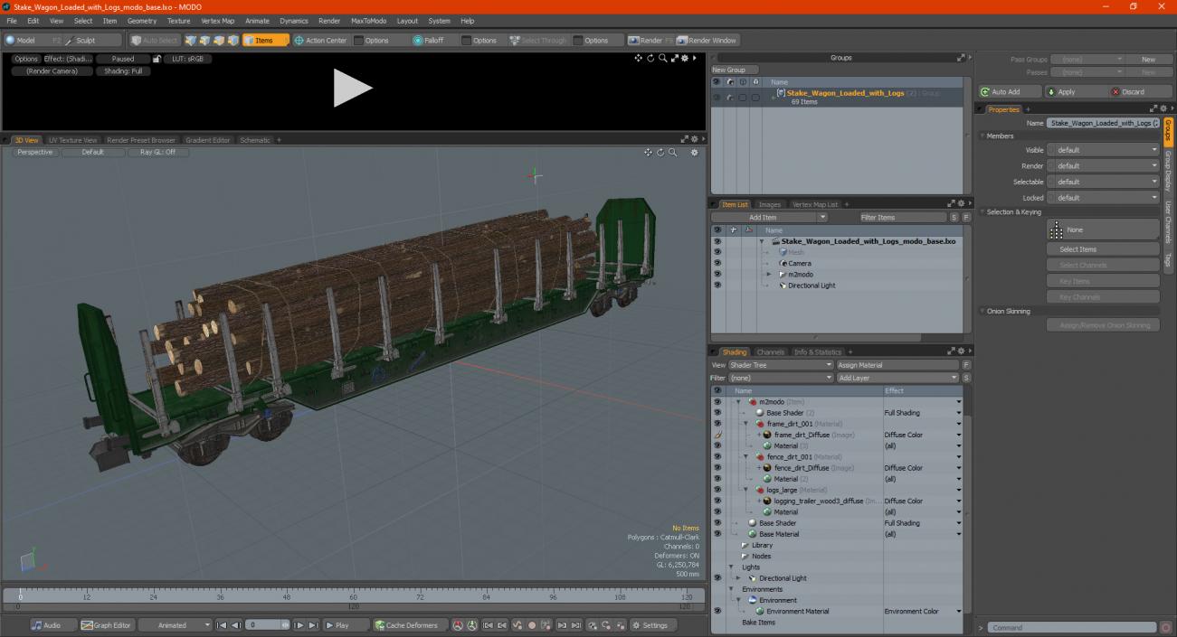 3D Stake Wagon Loaded with Logs model