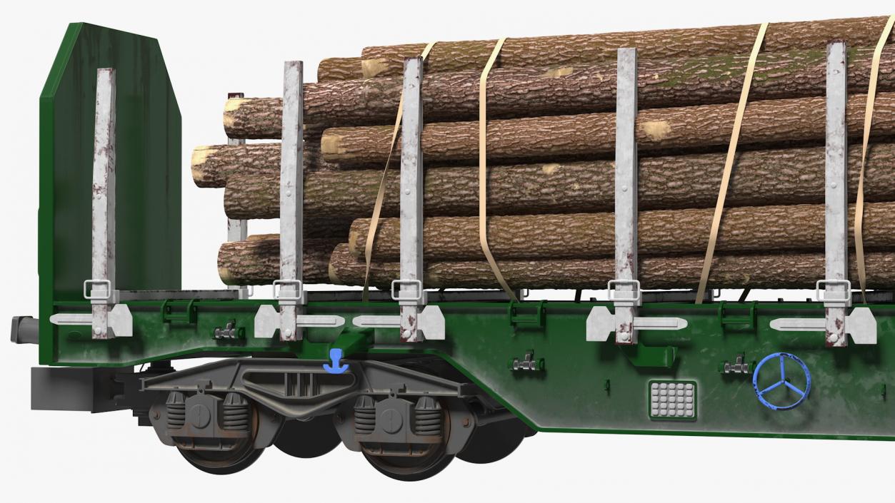 3D Stake Wagon Loaded with Logs model