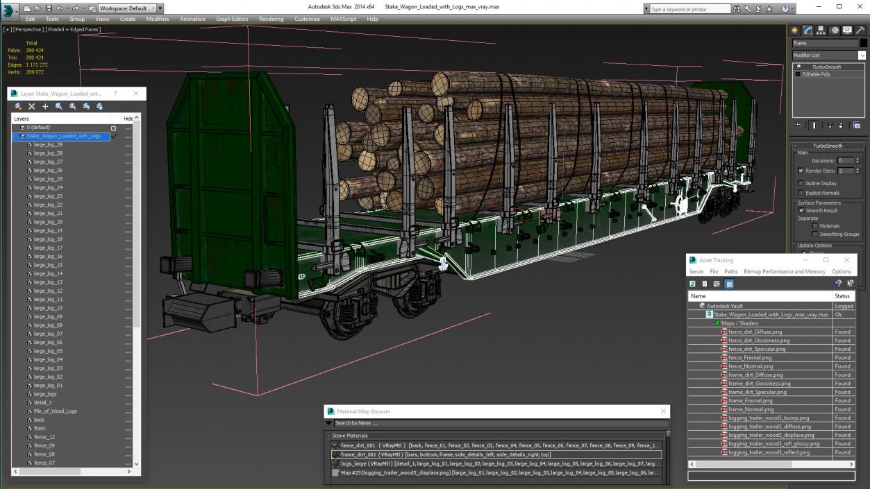 3D Stake Wagon Loaded with Logs model