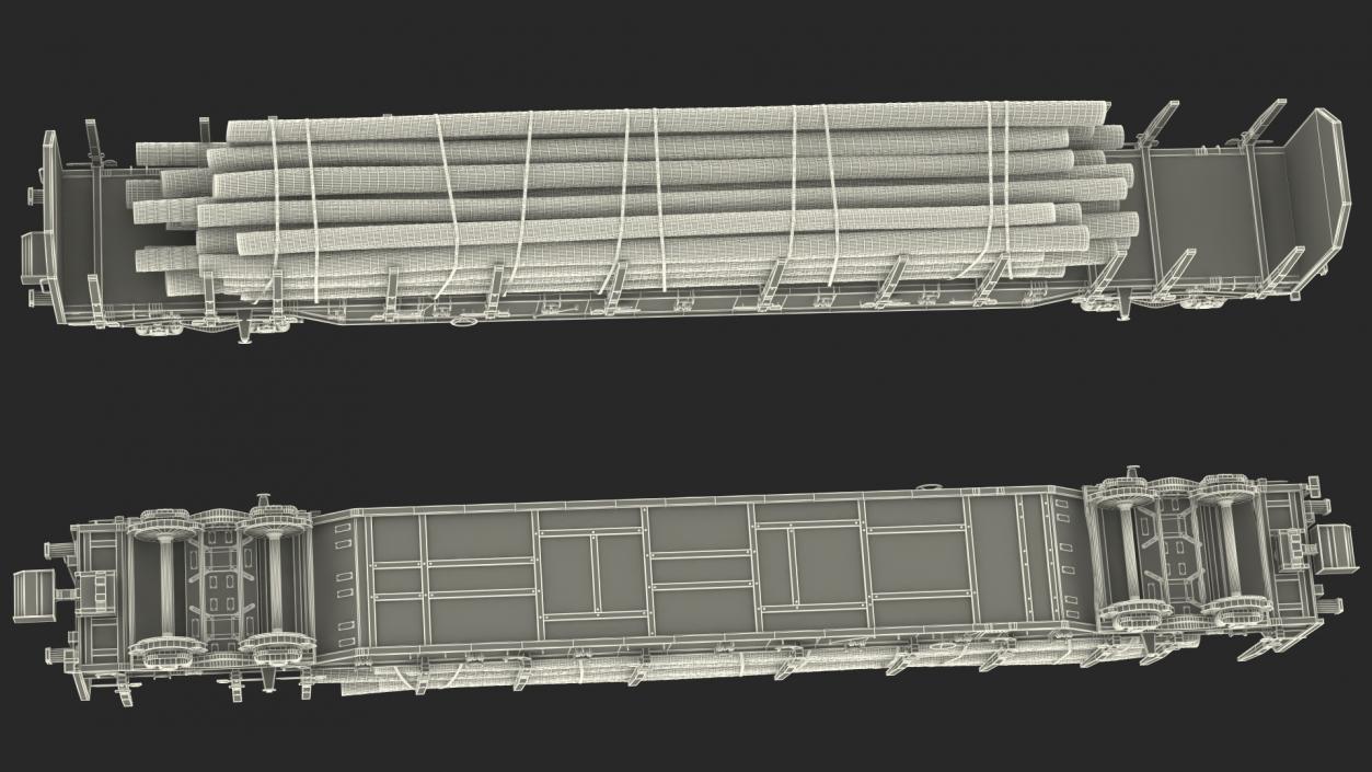 3D Stake Wagon Loaded with Logs model