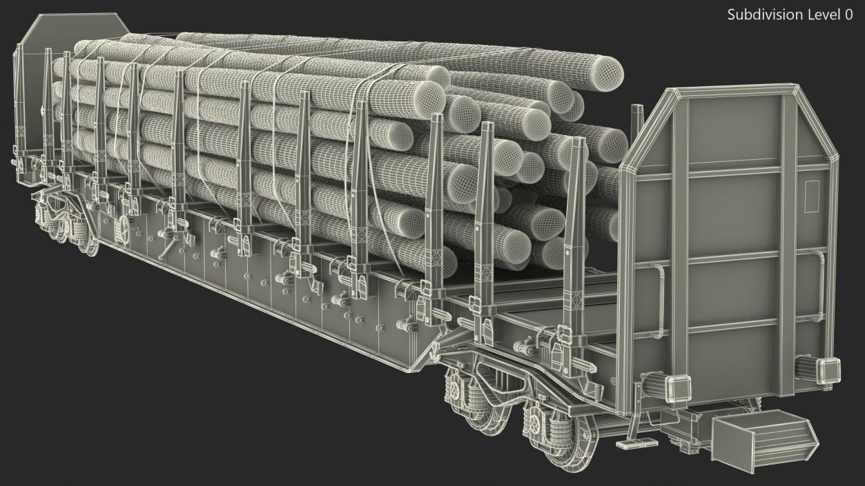 3D Stake Wagon Loaded with Logs model