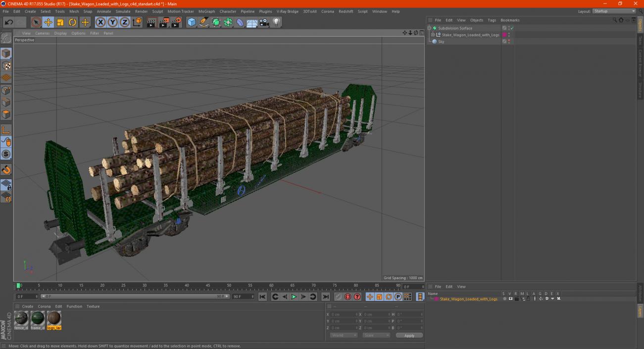 3D Stake Wagon Loaded with Logs model