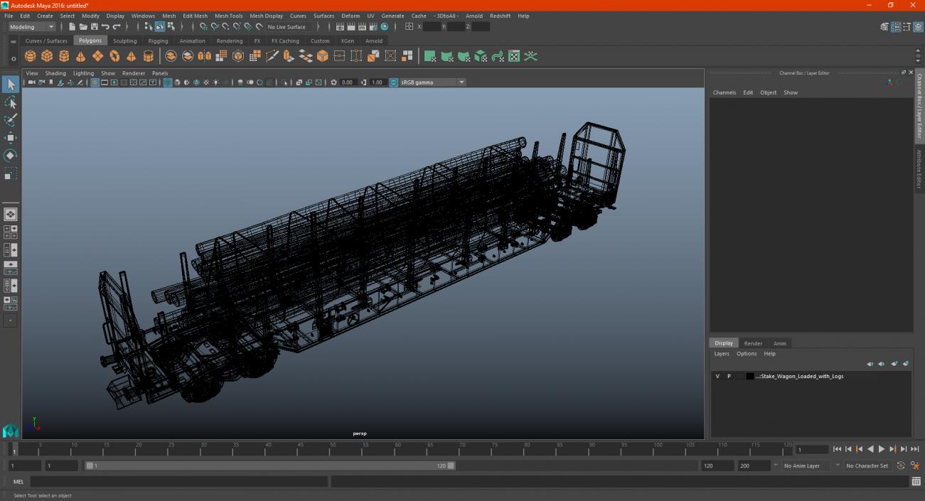 3D Stake Wagon Loaded with Logs model