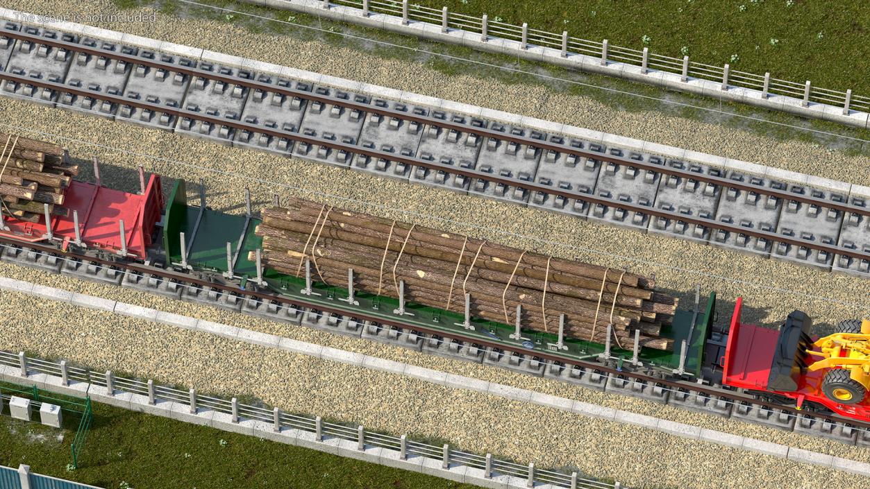 3D Stake Wagon Loaded with Logs model