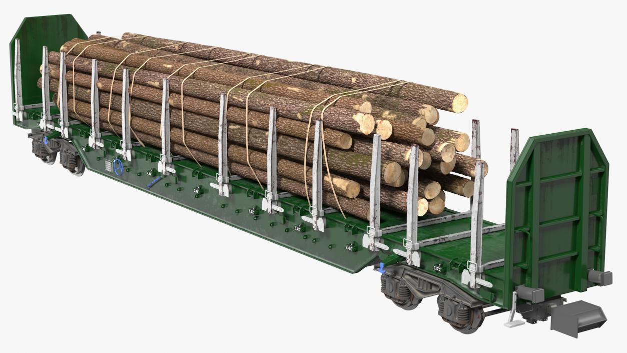 3D Stake Wagon Loaded with Logs model