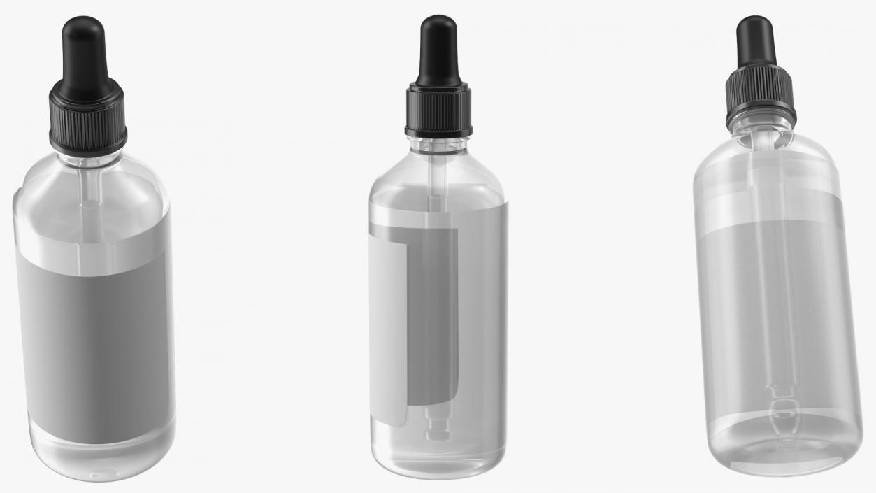 Clear Glass Dropper Bottle 100ml 3D