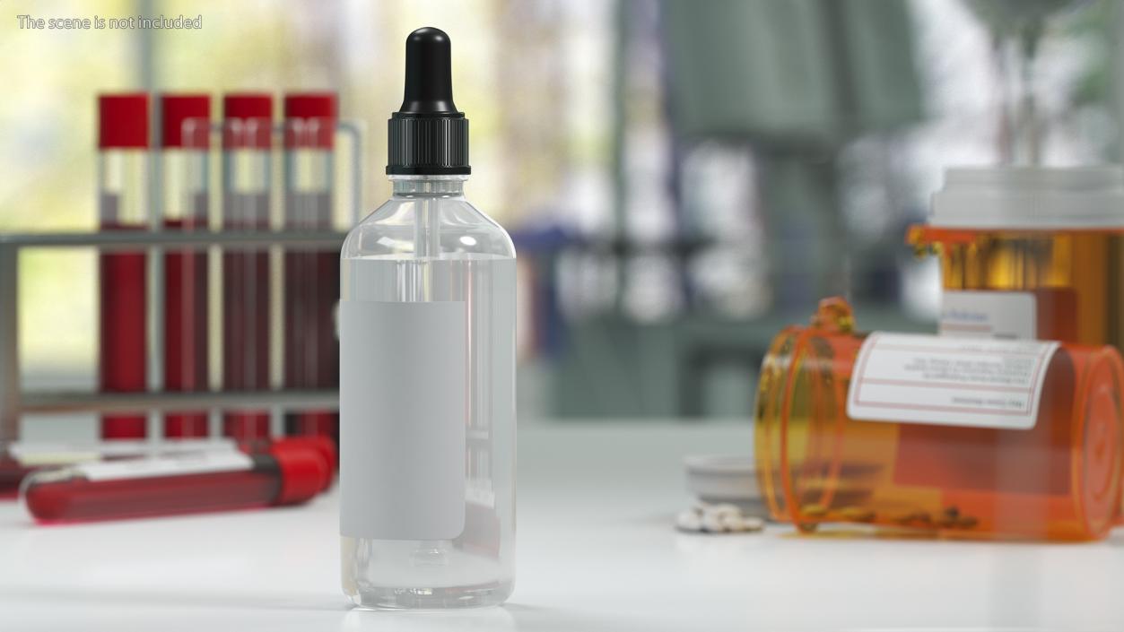 Clear Glass Dropper Bottle 100ml 3D