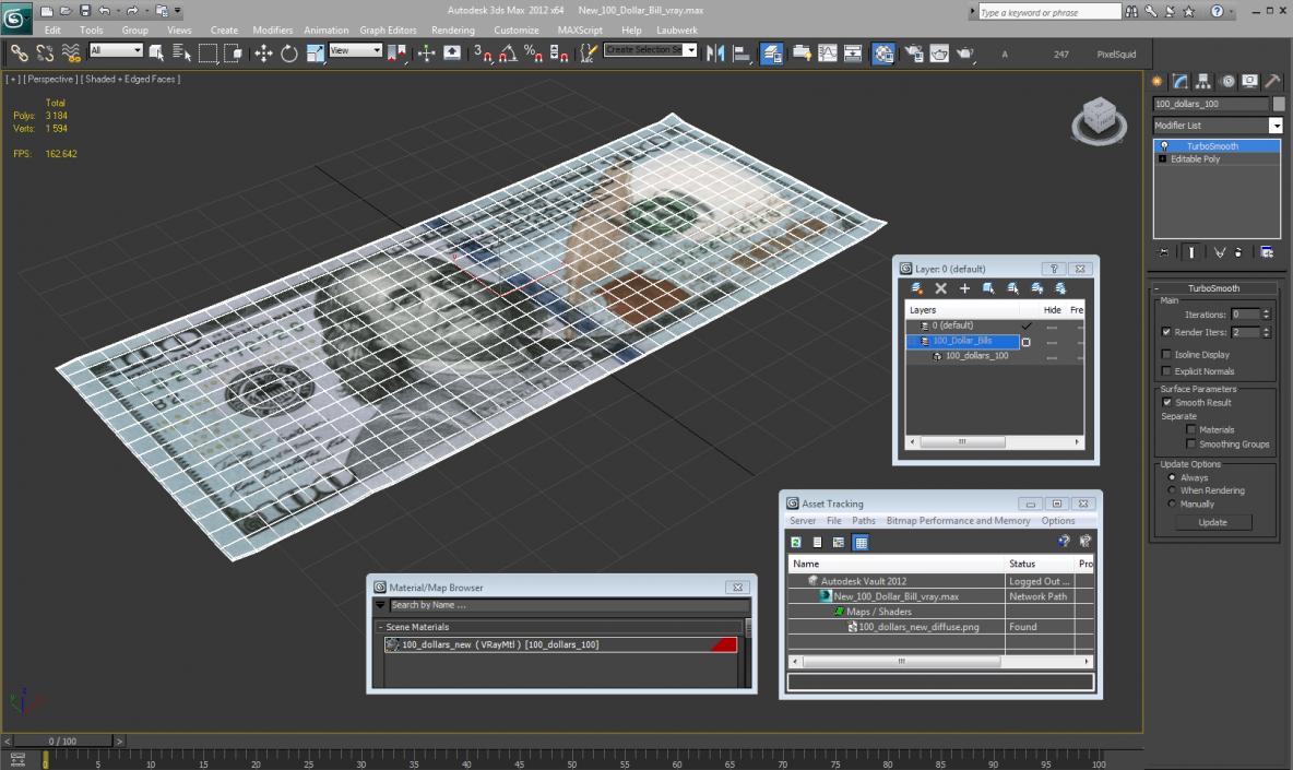 New 100 Dollar Bill 3D model