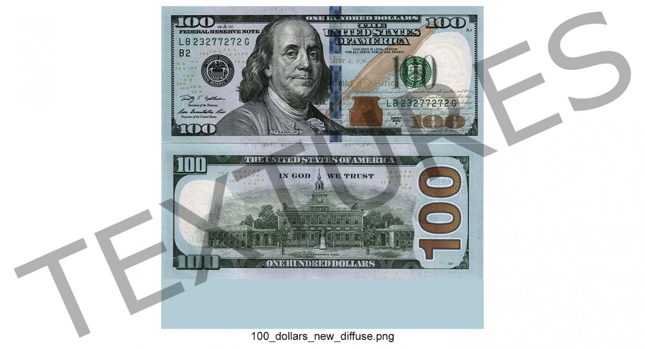 New 100 Dollar Bill 3D model