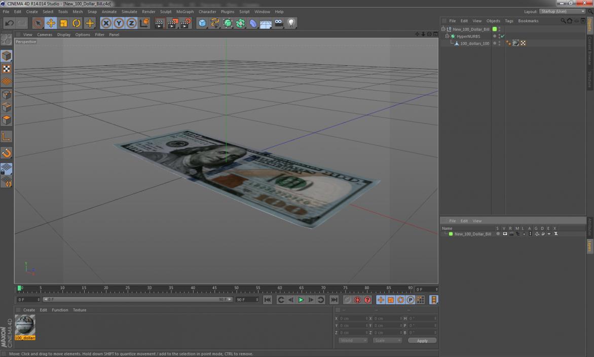 New 100 Dollar Bill 3D model