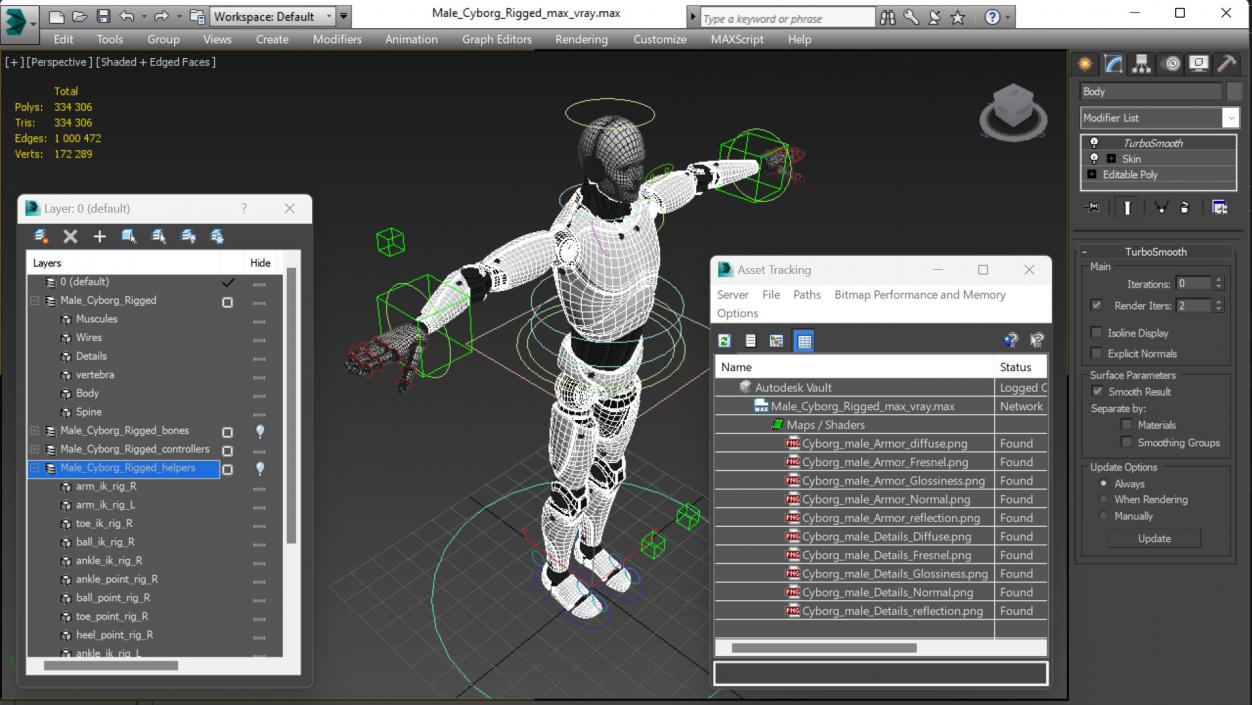 3D Male Cyborg Rigged model