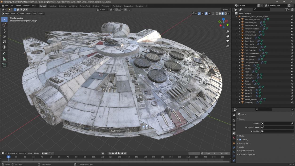 3D Millennium Falcon Simple Interior model