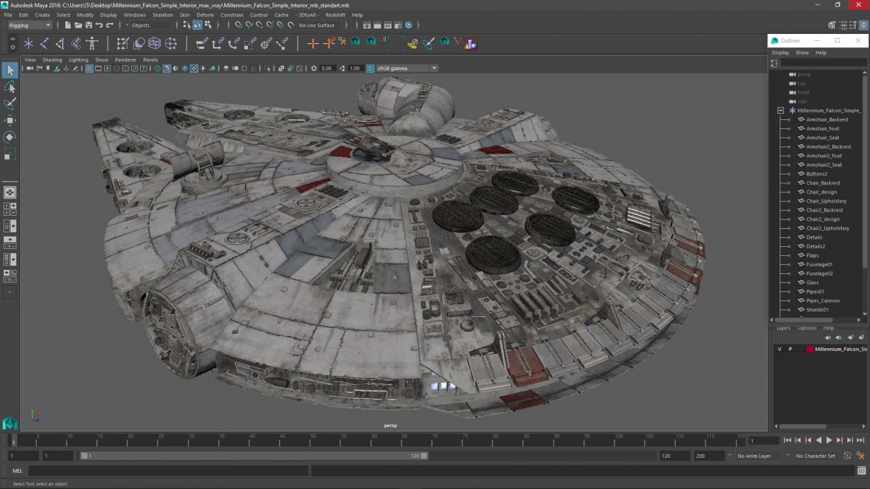 3D Millennium Falcon Simple Interior model