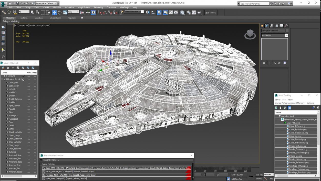 3D Millennium Falcon Simple Interior model