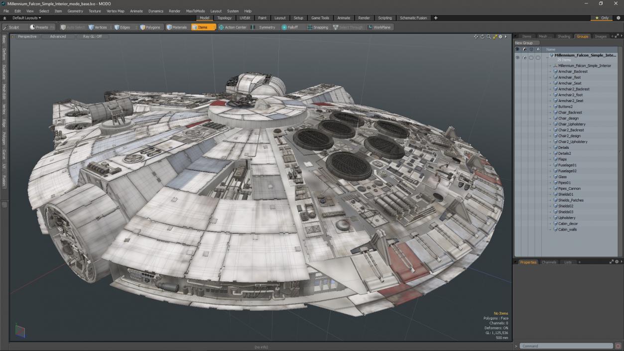 3D Millennium Falcon Simple Interior model