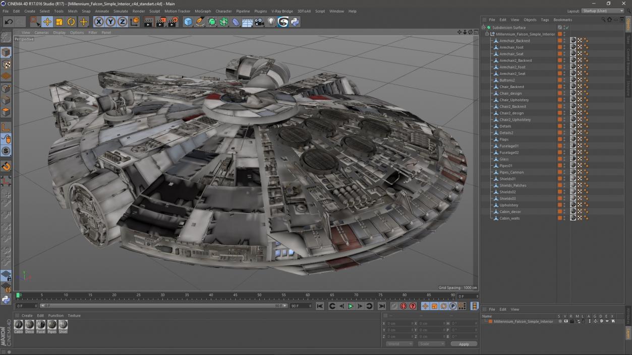 3D Millennium Falcon Simple Interior model