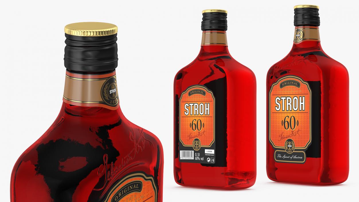 3D Stroh 60 Austrian Rum Bottle model