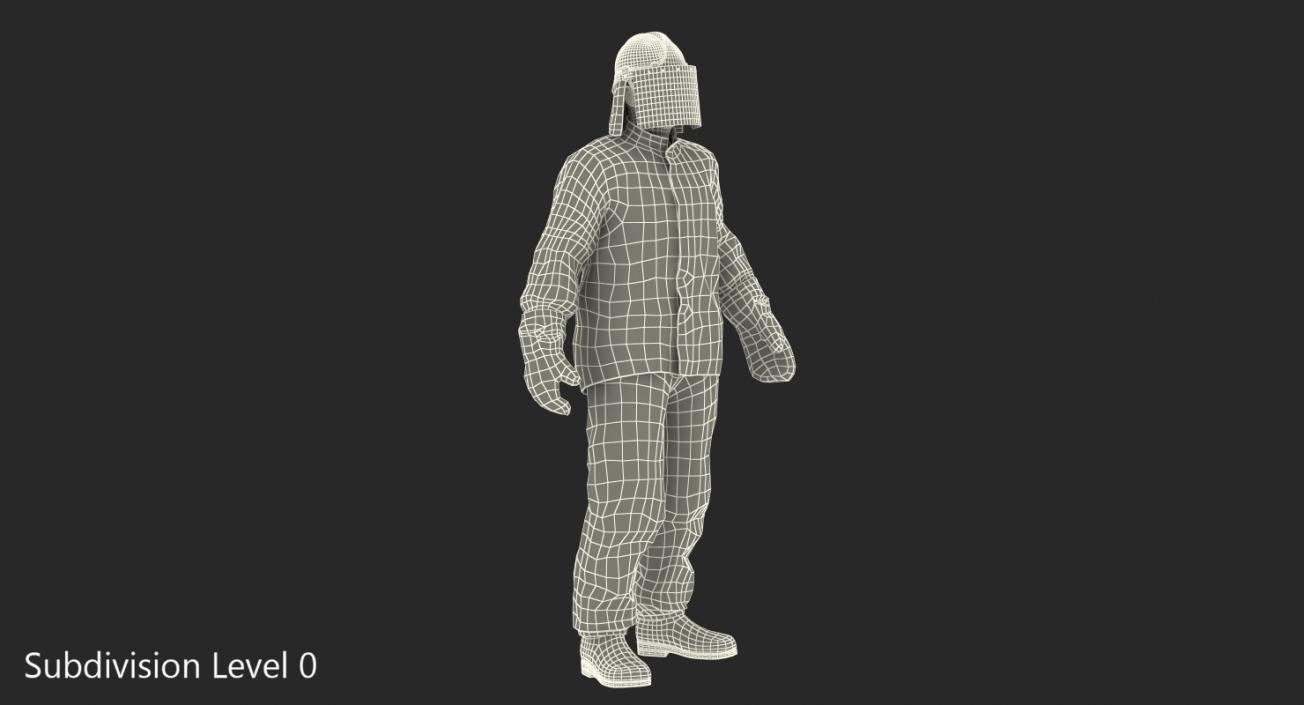 3D Firefighter Wearing Aluminum Fire Resistant Suit model