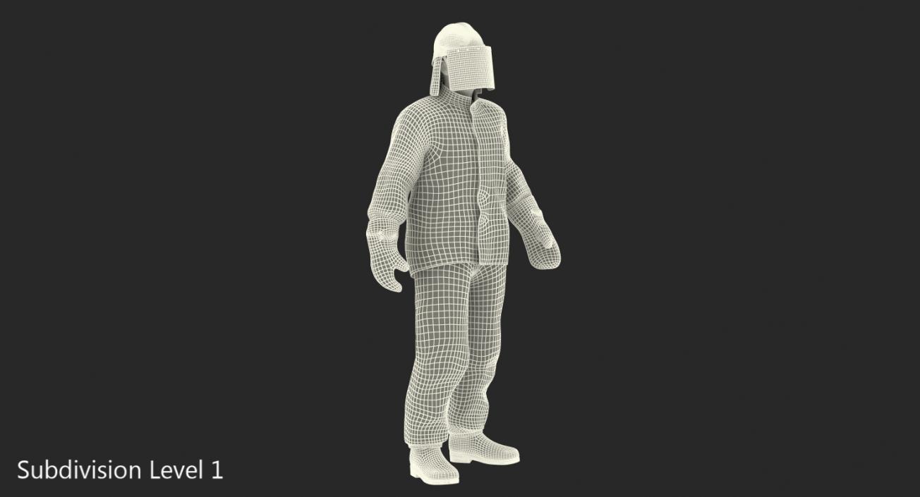 3D Firefighter Wearing Aluminum Fire Resistant Suit model