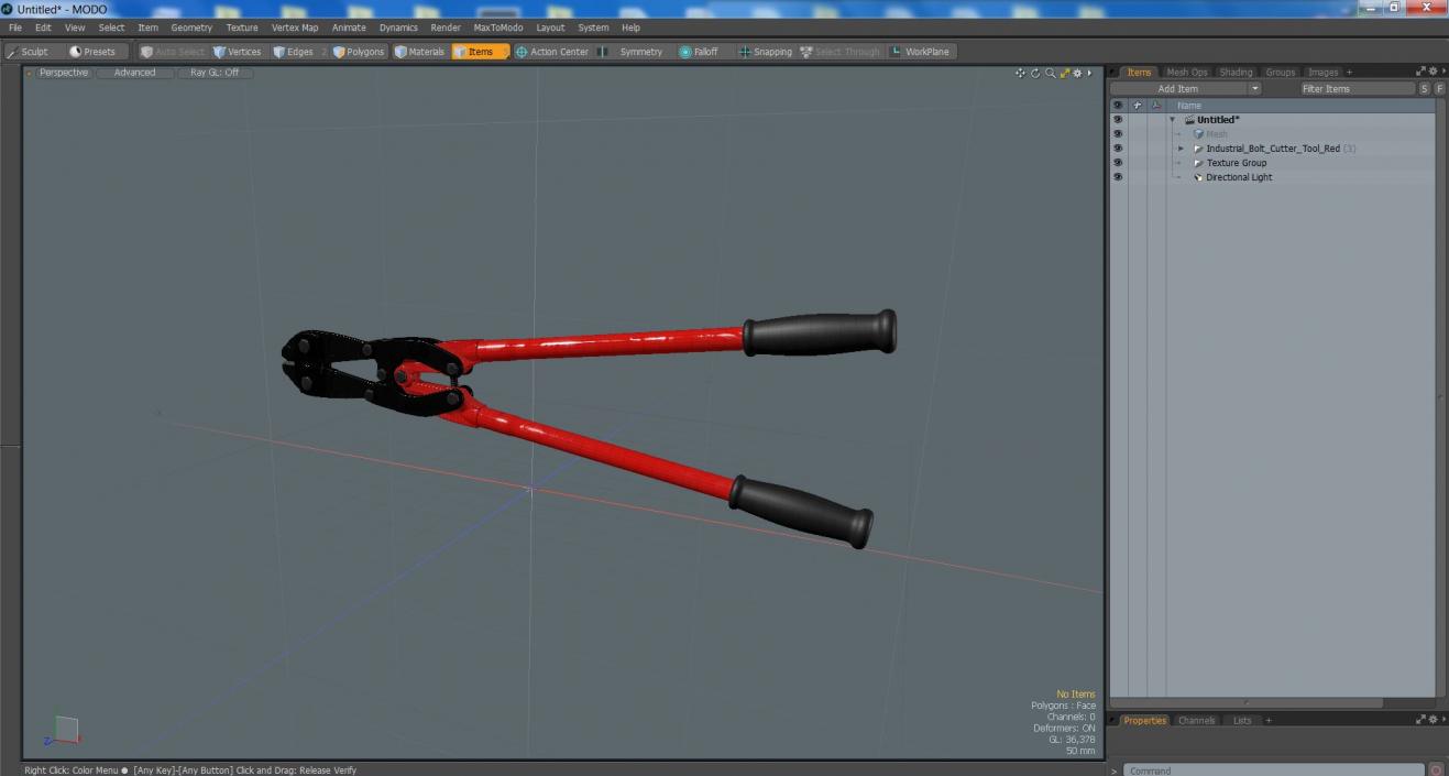 3D Industrial Bolt Cutter Tool Red 2 model