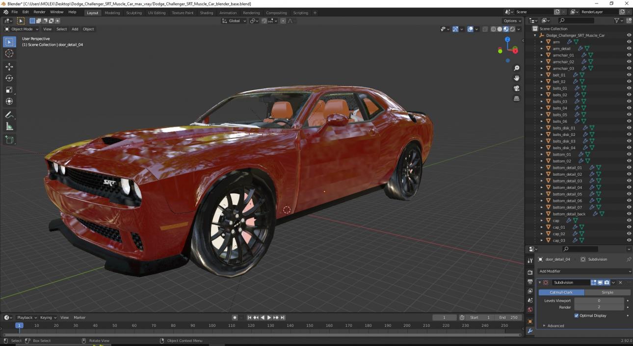 3D Dodge Challenger SRT Muscle Car