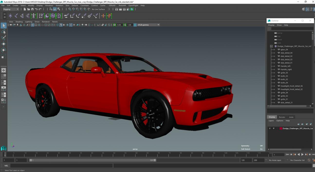 3D Dodge Challenger SRT Muscle Car