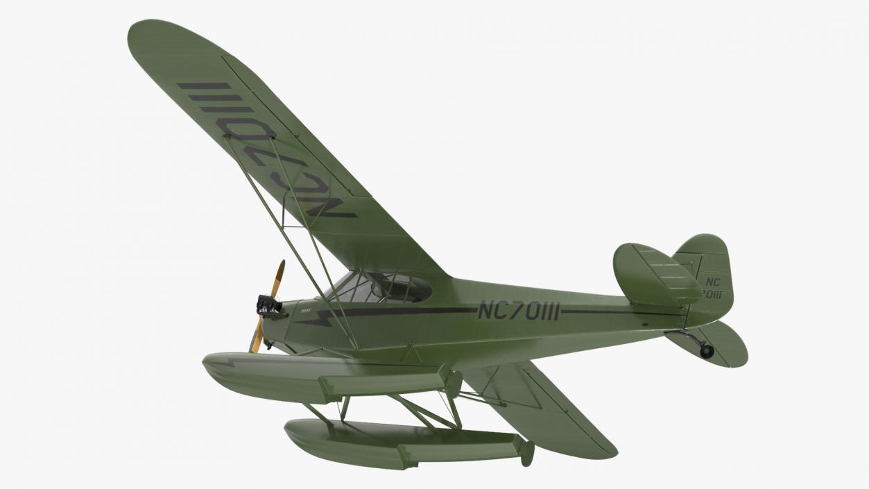 Seaplane Aircraft Piper J-3 with Floats 3D model